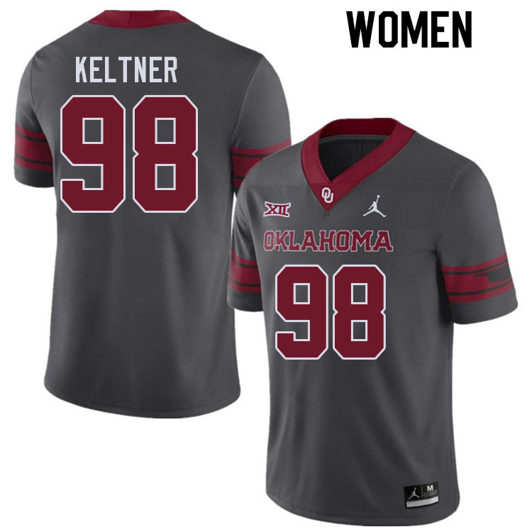 Women #98 Tyler Keltner Oklahoma Sooners College Football Jerseys Stitched-Charcoal